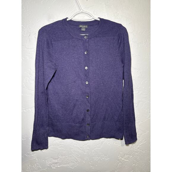 Eddie Bauer purple button sweater womens small preppy classic academia twee - Picture 1 of 7
